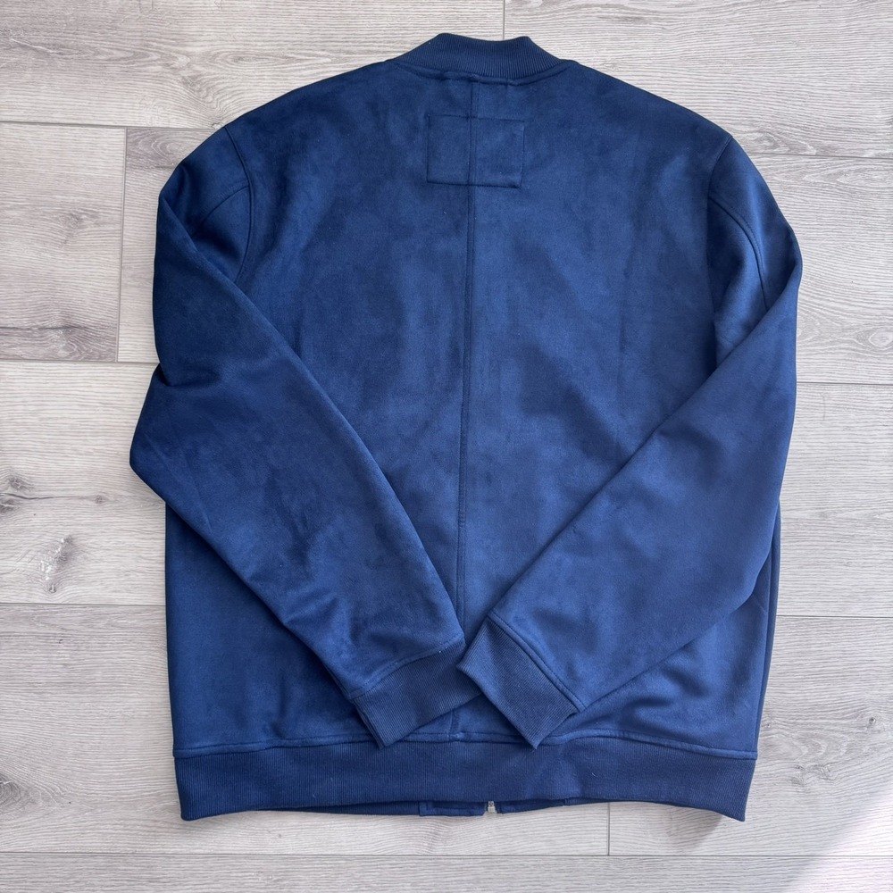 Ben Sherman Jacket faux Suede Bomber Lightweight Full Zip Navy Mens Large EUC - Picture 2 of 13